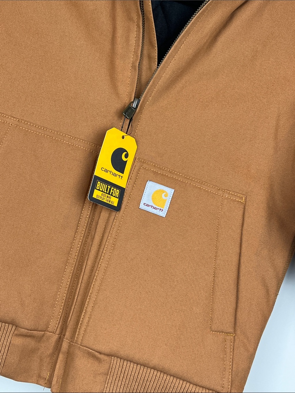 NWT Carhartt Kids' Canvas Full-Zip Hooded Insulated Jacket Brown Small 7-8 - Picture 6 of 12
